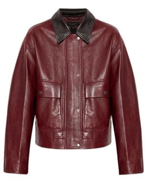 Rag & Bone Lapel Long-Sleeved Leather Jacket - Red