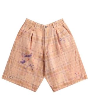 R13 Paint-Splatter Plaid Shorts - Pink