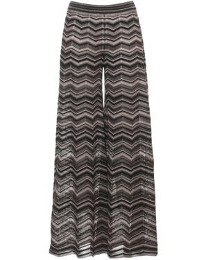 D.exterior Lurex Chevron Wide-Leg Pants - Gray