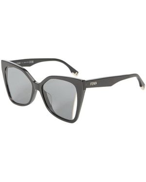 Fendi Thick-Frame Cat's Eye-Shaped Sunglasses - Metallic
