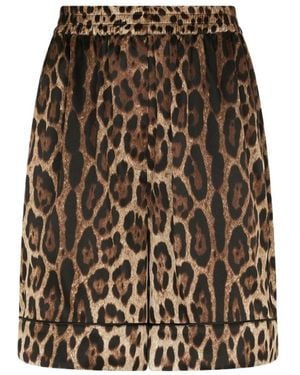 Dolce & Gabbana Leopard-Printed Elasticated Waistband Shorts - Multicolour