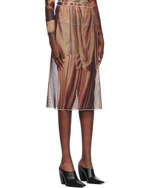 ROKH Draped Printed Skirt - Brown