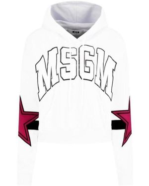 MSGM Logo Hooded Jumper - White