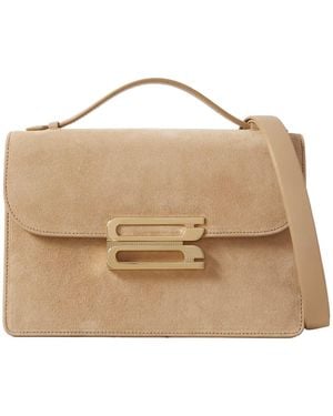 Victoria Beckham Trimmed Suede Shoulder Bag - Natural