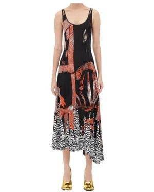 Bottega Veneta Sleeveless Patterned Dress - Red