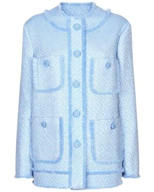 Dolce & Gabbana Dolce Gabbana Single-Breasted Raschel Tweed Jacket - Blue