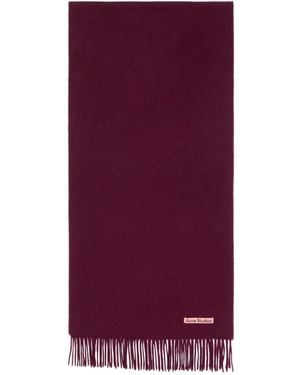Acne Studios Logo Patch Fringed Scarf - Purple