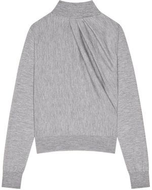 Givenchy Pleated High-Neck Knitted Sweater - Gray