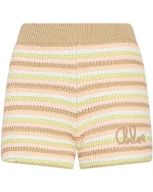 Chloé Striped Knit Shorts - Natural