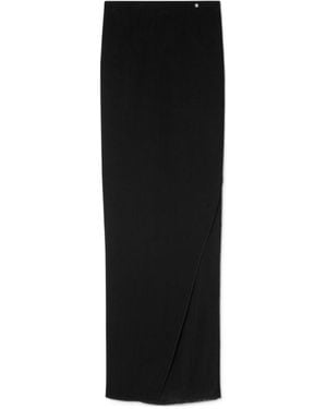 Versace Side-Slit Fine-Knit Maxi Skirt - Black