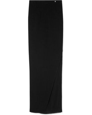 Versace Side-Slit Fine-Knit Maxi Skirt - Black