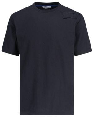 Burberry Logo Patch Crewneck T-Shirt - Blue