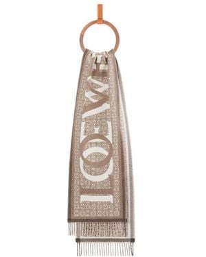 Loewe Love Jacquard Fringed Scarf - White