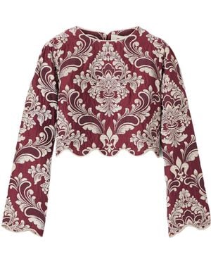 FARM Rio Long-Sleeved Short Top - Red