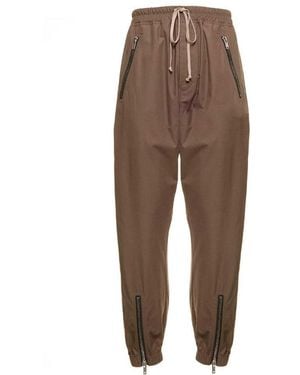 Rick Owens Zip-Up Detailed Drawstring Track Trousers - Brown