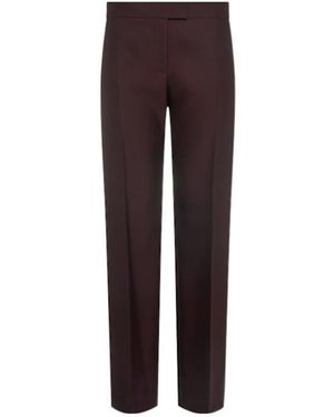 KHAITE Callen Wool Silk Straight Trousers - Brown