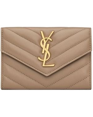 Saint Laurent Cassandre Matelassé Small Envelope Wallet - Natural