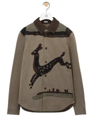 Loewe Deer Intarsia Overshirt - Brown