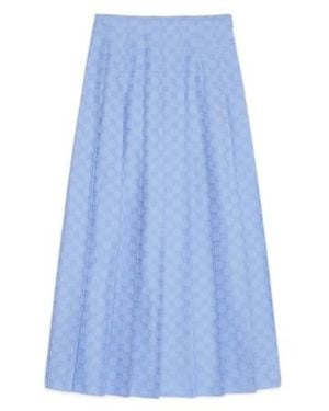Gucci Gg Supreme Oxford Cotton Skirt - Blue