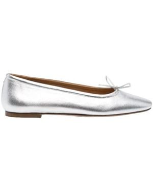 Aeyde Metallic Leather Ballerina Shoes - White