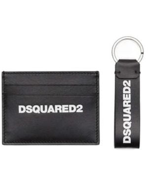 DSquared² Logo Printed Credit Card Holder Keyring Set - White