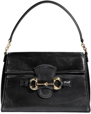 Gucci Horsebit Duomo Medium Top Handle Bag - Black