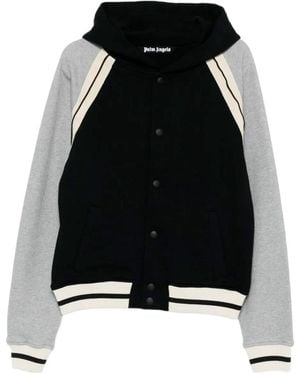 Palm Angels Hooded Baseball Jacket - Black