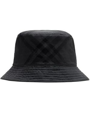 Burberry Checked Slip-On Bucket Hat - Black