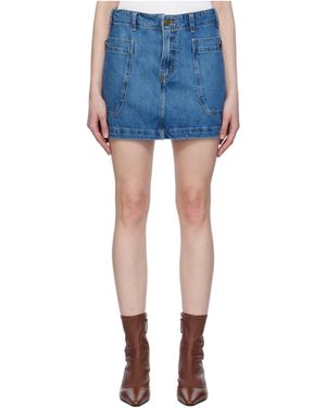 FRAME Double Pocket Denim Skirt - Blue