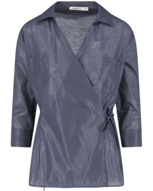 Paloma Wool Wrap V-Neck Top - Blue
