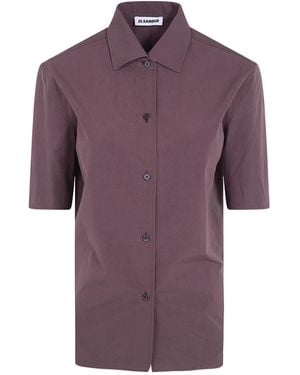 Jil Sander Short-Sleeve Button-Up Top - Purple