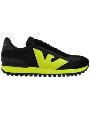 Emporio Armani Logo-Patch Low-Top Trainers - Green