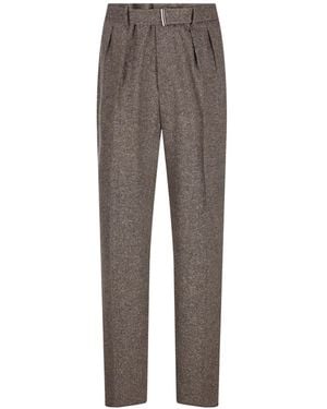Tagliatore Pleated Belted Trousers - Grey