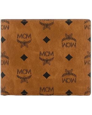 MCM Monogram Printed Bi-Fold Wallet - Brown