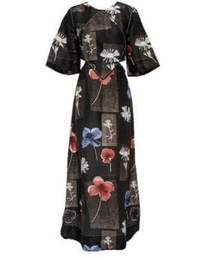 Ganni Long Dress With Geometric Patterns - Black