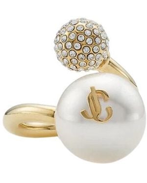 Jimmy Choo Auri Pearl-Embellished Ring - Metallic
