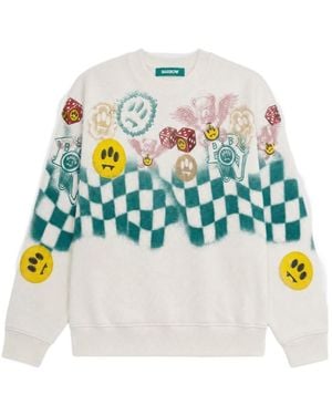 Barrow Graphic-Print Checkered Sweater - White