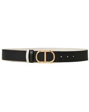 Twinset Buckle Reversible Leather Belt - White