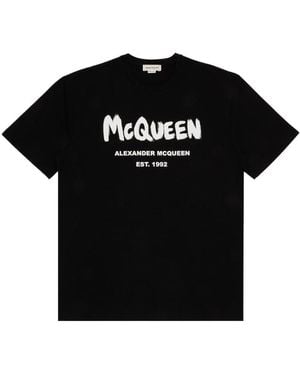McQ Alexander Mcqueen Logo Printed Crewneck T-Shirt - Black