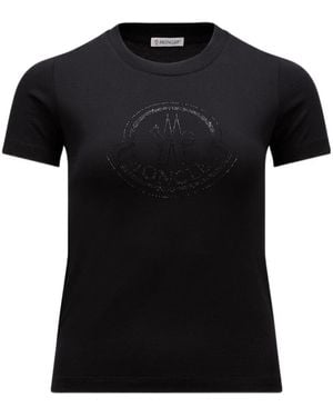 Moncler Logo Embellished Crewneck T-Shirt - Black