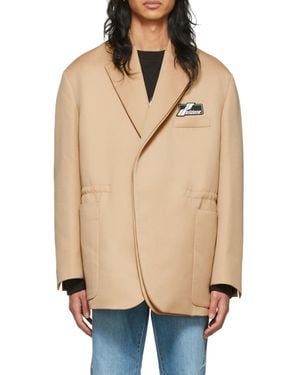 we11done Logo Patch Twill Blazer - Natural