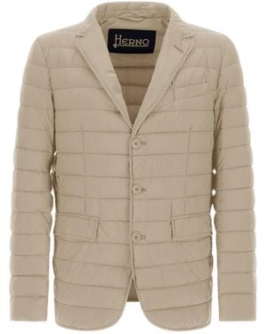 Herno Long-Sleeved Quilted Cotton Coat - Natural