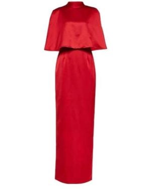 Carolina Herrera Shawl Satin Dress - Red