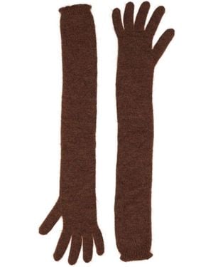Max Mara Solid-Color Lightweight Knit Gloves - Brown