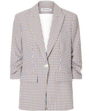 Veronica Beard Checked Cotton-Seersucker Jacket - Gray