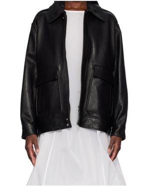 Nour Hammour Zippered Leather Jacket - Black