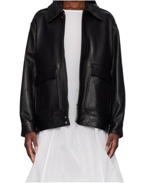 Nour Hammour Zippered Leather Jacket - Black