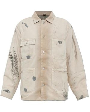 MISBHV Button-Front Long-Sleeve Denim Jacket - Natural