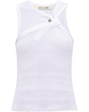1017 ALYX 9SM Logo-Plaque Ribbed Top - White