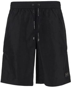 Dolce & Gabbana Logo-Plaque Elasticated Waist Shorts - Black